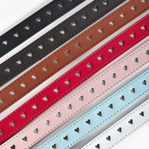 Ceintures en cuir à découpe cœur pour femmes en plusieurs couleurs avec coutures fines