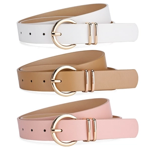 Women Fashion Imitated Leather Belt Quality PU Waistband With Gold Alloy Pin Buckle Versatile Dress Jeans Belt Accessory