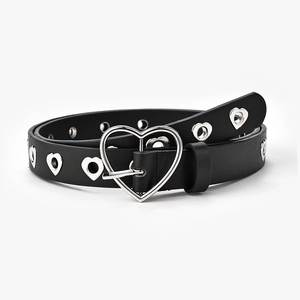 Ceinture en Similicuir à la Mode pour Femmes Avec Boucle Cœur Ceinture Tendance Avec Œillets Cœur Creux pour Jeans Décontracté Punk Y2K