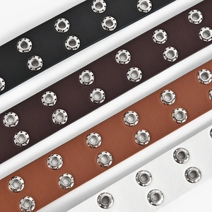 Ceintures punk pour femmes en similicuir à double œillets en quatre couleurs pour mode de rue