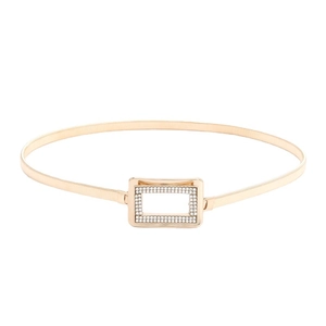 Ceinture fine dorée pour femme avec boucle rectangulaire en strass pour les robes