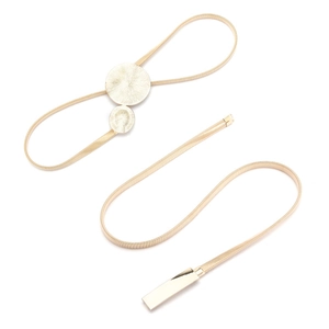 Sommerlicher goldener elastischer Metallkettengürtel für Kleider mit runden Texturanhängern