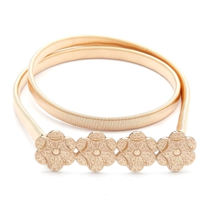Eleganter goldener Metall-Taillengürtel für Damen mit Pflaumenblüten-Schnallendetail