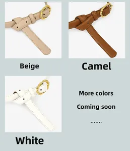 Détails de ceintures en cuir pour femmes avec boucles rondes torsadées dorées en trois couleurs