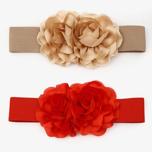 Ceinture Corset à Fleurs pour Femmes Ceinturon Élastique en Similicuir Style Ethnique Décorative Grande Fleur pour Fête Quotidien