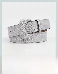Sparkling rhinestone plaid wide belt with square pin buckle available in various vibrant colors