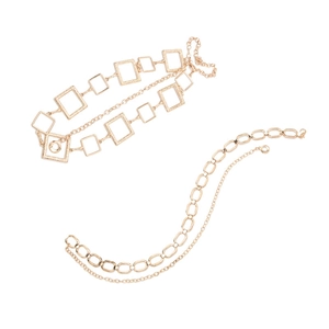 Ceinture chaîne dorée à double épaisseur avec maillons carrés et design minimaliste