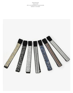 Elastic rhinestone waist belt set featuring sparkling glitter and decorative details.