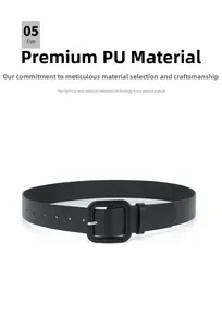 Detailansicht des Premium PU-Ledergürtels mit quadratischer Schnalle und Narbung