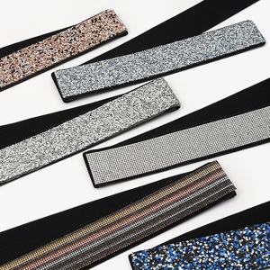Elegante cinturón elástico de 5cm para mujer con diamantes de imitación y cristales