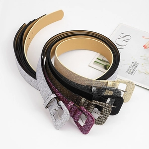 Sparkling rhinestone plaid pattern belts in five vibrant colors with crystal buckles