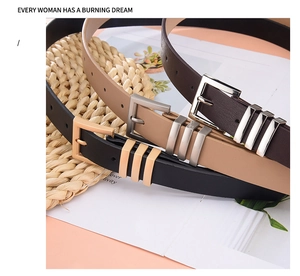 Drei schmale Gürtel in Schwarz, Camel und Braun mit dreifach metallischen Schlaufen