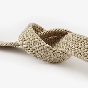 Ceinture tressée élastique kaki en toile avec boucle métallique et texture haute densité