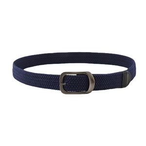 Ceinture tressée élastique bleu marine pour hommes et femmes avec boucle en métal