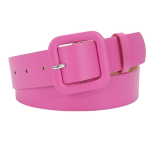 Schicker Damenmode-Gürtel in Bonbon-Pink mit großer quadratischer Schnalle für Jeans