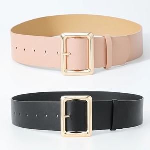 Damen Breiter Mode Gürtel PU Leder Taille Taillengürtel Große Goldene Quadratische Schnalle Dekorative Kleidergürtel Für Damen