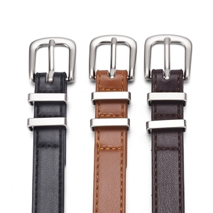 Minimalist women's thin belts with silver buckles in black, brown and dark coffee
