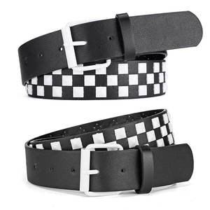 Ceinture en Cuir PU Style Punk Pour Hommes Femmes Sangle de Taille à Rivets Pyramidaux Carrés Mode Western Cowboy Rock