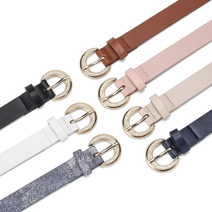 Elegant rhinestone-embedded alloy buckle belts for women in multiple stylish colors