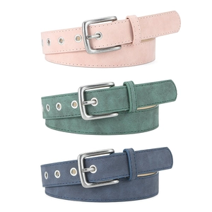 Cinturones retro de cuero PU mate con hebilla plateada en rosa, verde y azul