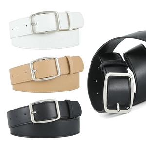 Unisex Minimalist PU Leather Belt With Alloy Square Pin Buckle Matte Finish Versatile Jeans Decoration Waist Strap For Men Women