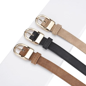 Drei elegante PU-Ledergürtel mit goldener Hufeisenschnalle in Beige, Schwarz und Braun