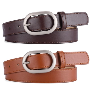 Women Fashion Faux Leather Belt With Alloy Oval Pin Buckle Simple Versatile Minimalist Casual Jeans Dress Waist Belt