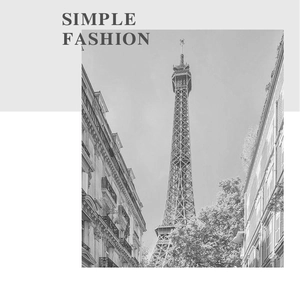 Black and white Eiffel Tower canvas print with simple fashion geometric design