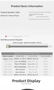 Guide des tailles pour ceinture tressée femme avec mesures de taille et longueur