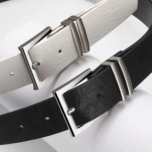 Ceintures minimalistes en cuir PU blanc et noir avec boucle en argent pour femmes
