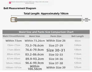 Size chart showing width 2.8cm and length 106cm for women's crocodile pattern PU belt
