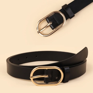 Vintage leopard print belt for women with elegant golden oval alloy buckle on beige base