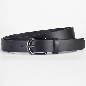 Ceinture en cuir PU noir brillant avec boucle à ardillon en métal pour hommes et femmes