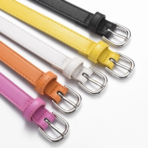 Lot de 5 ceintures minimalistes colorées en simili cuir pour filles avec boucles argentées