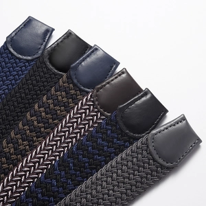 Elastic woven belts for men and women featuring metal pin buckles and leather accents