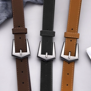 Women Vintage Frosted Faux Leather Belt With Geometric Alloy Pin Buckle Fashion Leopard Solid Color Waist Strap For Jeans