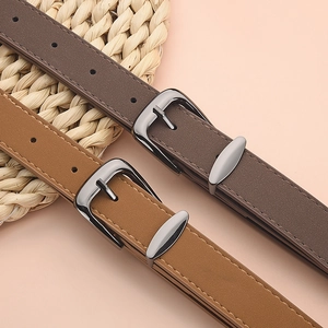 Women Faux Leather Belt With Alloy Needle Buckle Minimalist Versatile Waistband For Dress Pants Casual Fashion Accessories