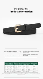 Guide des tailles pour ceinture femme en cuir PU avec boucle à ardillon et mesures