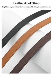 Detail view of durable faux leather belts with reinforced stitching in multiple colors