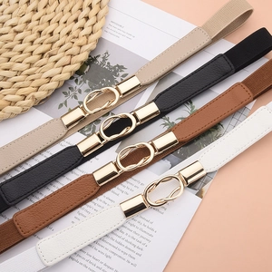 Cinture elastiche sottili da donna con fibbie ovali dorate in quattro colori classici