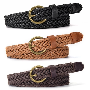 Cintura Sottile in Corda di Cera Intrecciata da Donna per Abito Completo Fibbia ad Ardiglione in Lega Rotonda Retro Regolabile