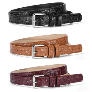 Women Fashion PU Leather Crocodile Pattern Belt Elegant Business Casual Pin Buckle Waist Belt