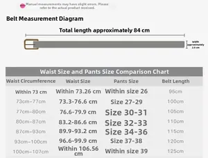 Size chart showing width and length guide for kids woven canvas elastic belts