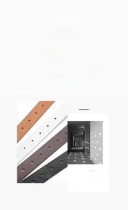 Detailed macro view showing four classic colors and textures of vintage PU leather belts