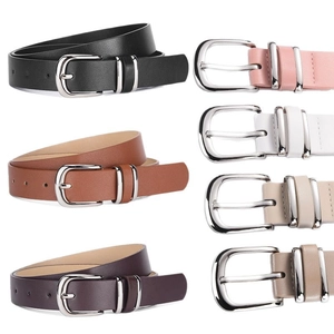 Women minimalist skinny belt with silver pin buckle in seven assorted colors