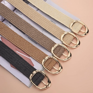 Ensemble de ceintures tressées élastiques style bohème avec boucles dorées pour femmes