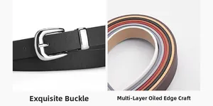 Detail of silver metal pin buckle and multi-color layered oil edge craftsmanship