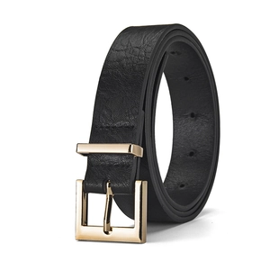 Women Fashion PU Leather Belt With Square Gold Alloy Pin Buckle Simple Litchi Texture Waist Belt For Dress Jeans Daily Accessories