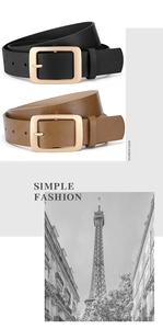 Detail of retro versatile belts in black and brown with polished golden metal buckles