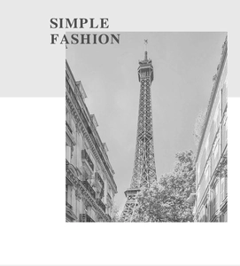 Minimalist black and white art print of the Eiffel Tower with French architecture